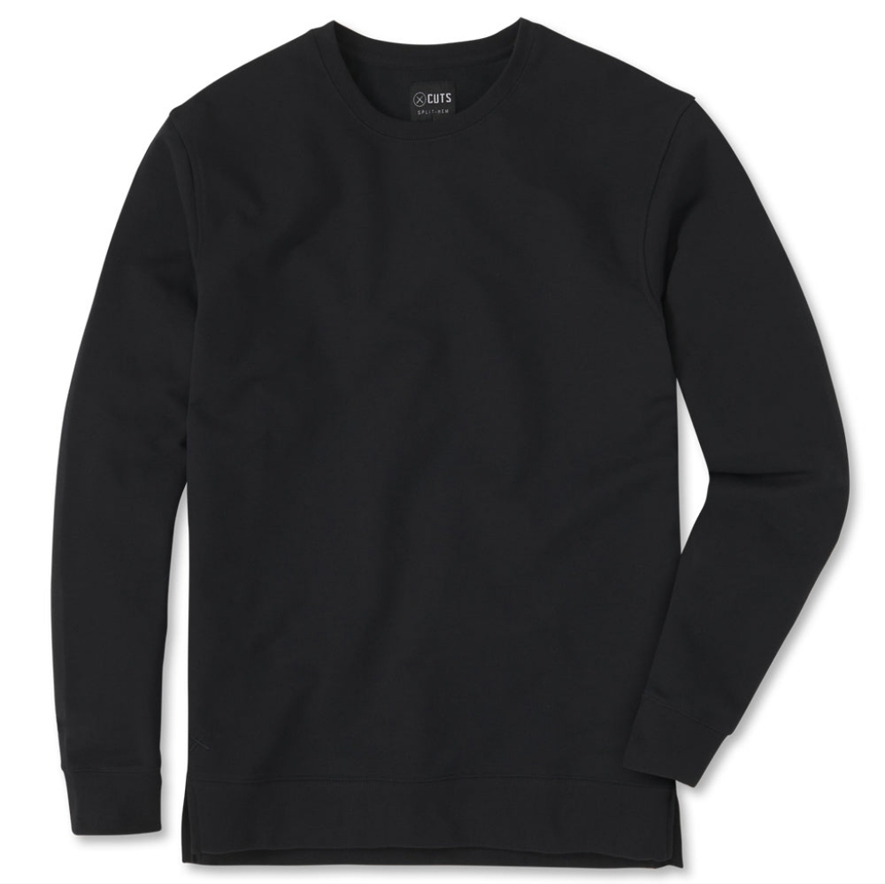 Cuts Clothing Split Hem Sweatshirt, Black, Size Large